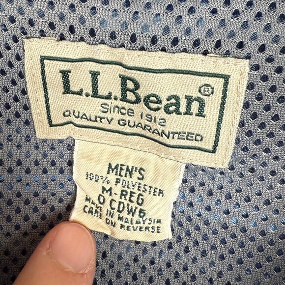 L.L. Bean Blue Plaid Button Down Short Sleeve Collared Mesh Vented Top-Medium - Picture 6 of 6